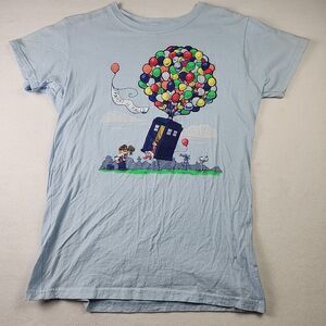 TeeFury Disney Pixar Dr Who Up Mash Up Paradise Falls T-Shirt XXL Balloon Tardis